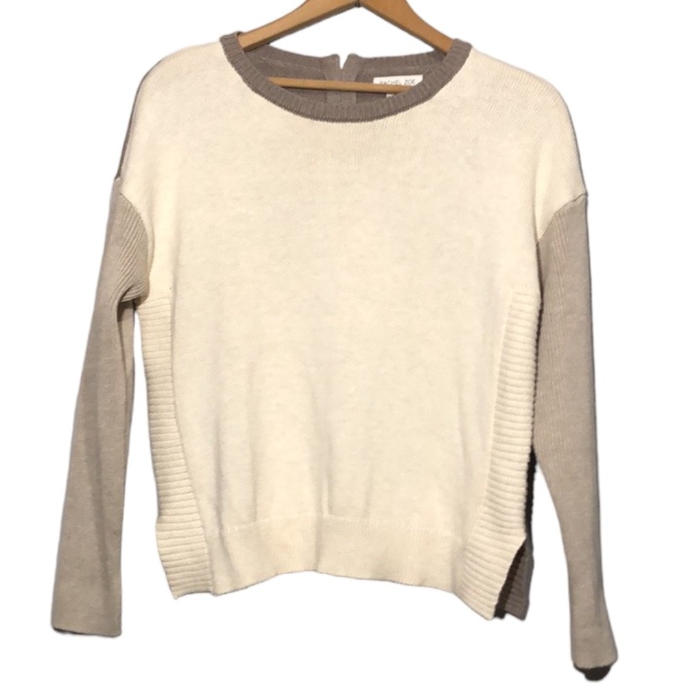 Rachel Zoe | Women’s Neutral Colorblock Crew Neck Mid Weight Sweater size Large